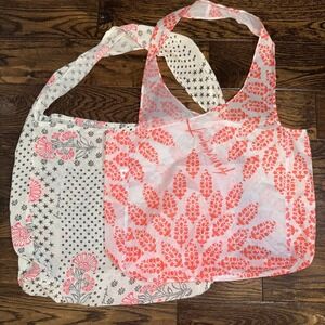 Free People 2 Reusable Shopping tote bag lightweight‎ sling Large Gauze Tarp EUC